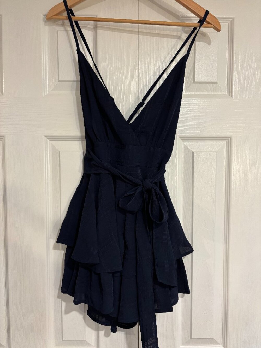 Polly Navy Blue Criss-Cross Back Romper Adjustable Spaghetti Straps Size 2